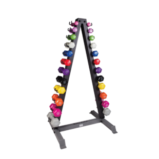 BODY SOLID 12 PAIRS VINYL DUMBBELLS 1-15LBS, WITH RACK